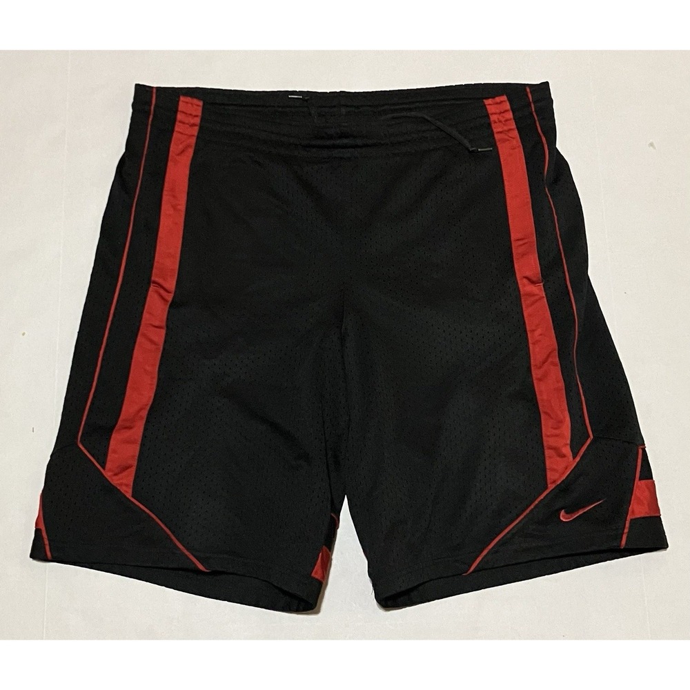Vintage Y2K Silver Tag‎ Nike Basketball Shorts Black & Red Mens dazzle Medium